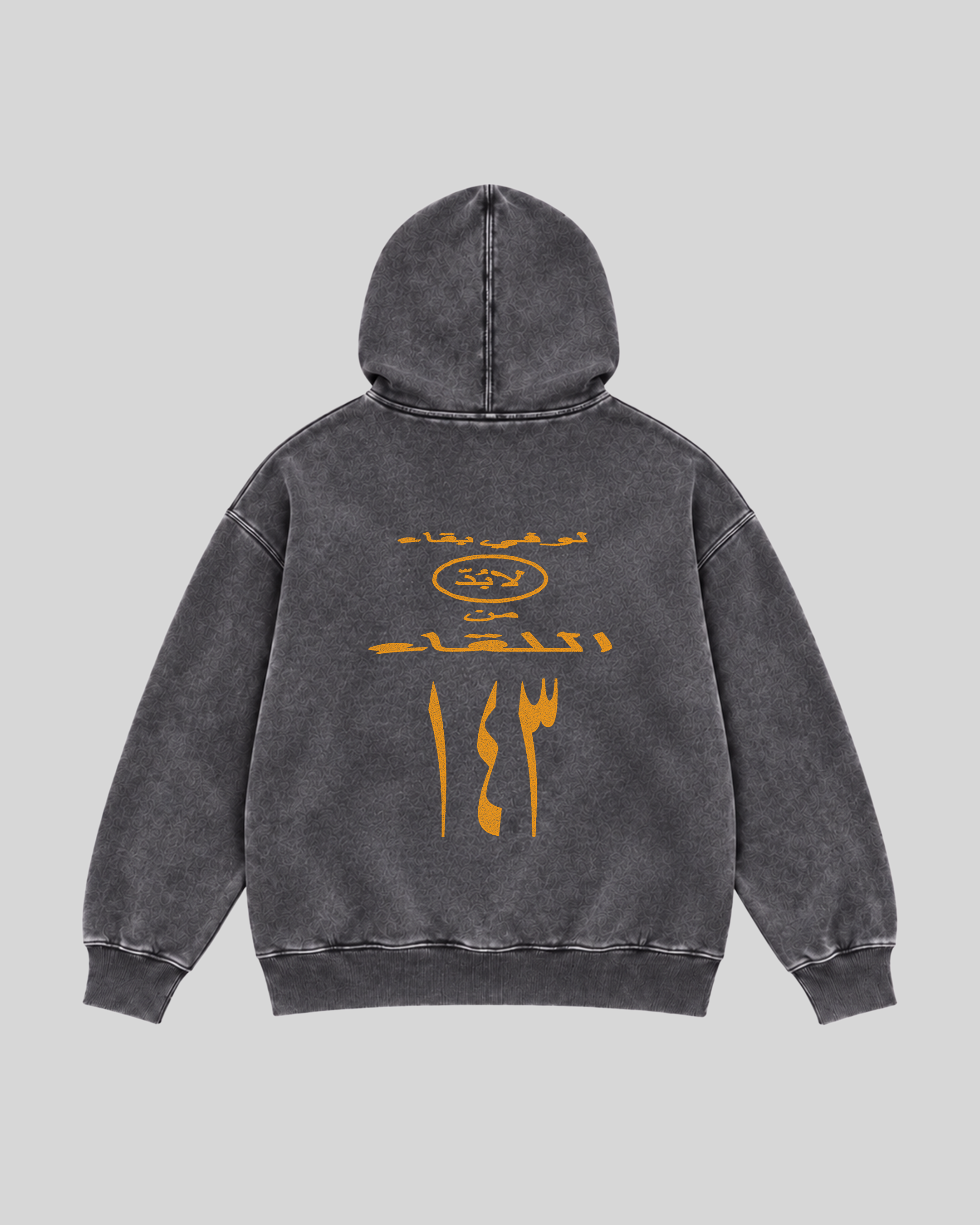 143 Washed Hoodie — dark grey — back view