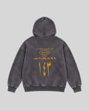 143 Washed Hoodie — dark grey — back view