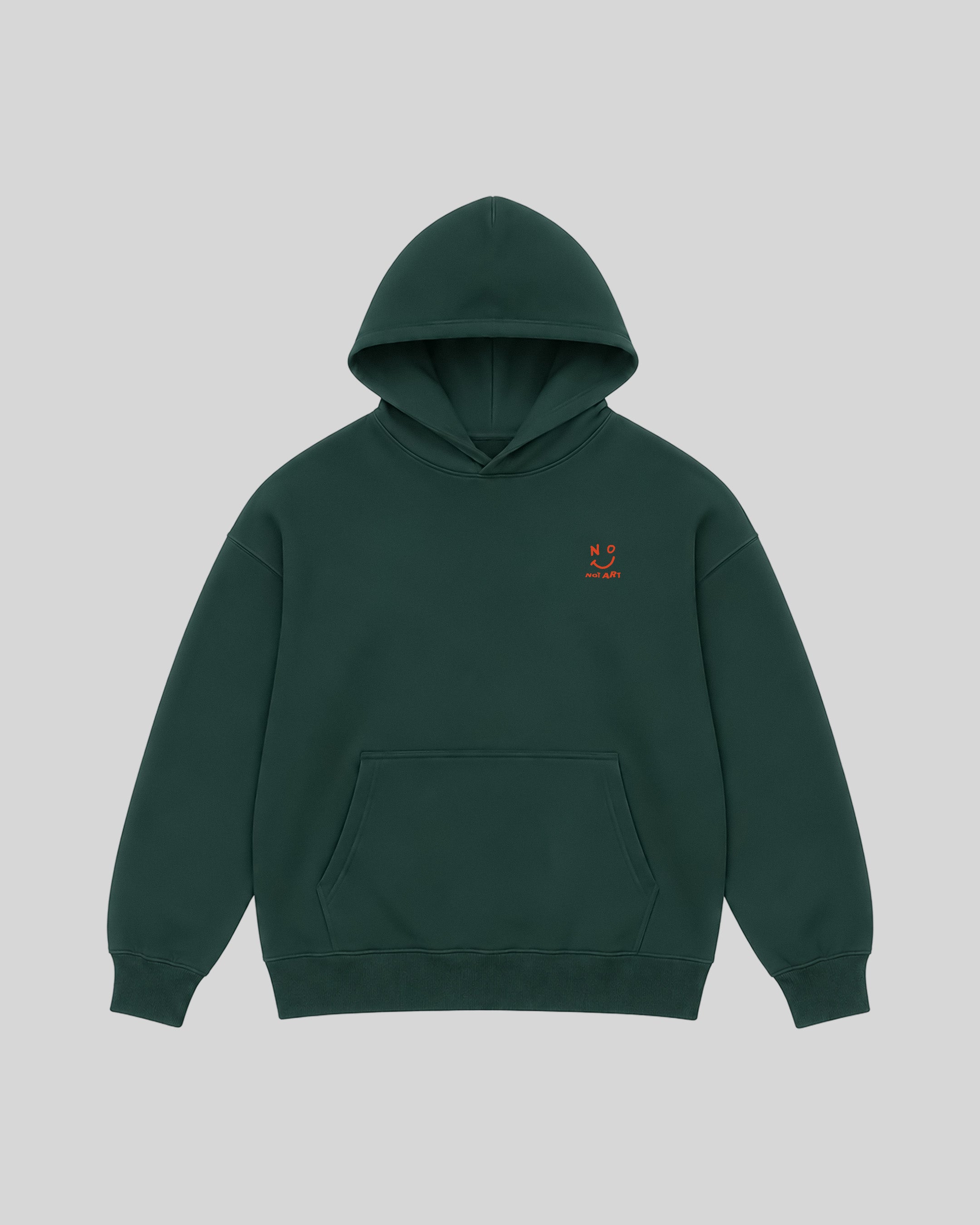 All Talk Hoodie in forest green, front view