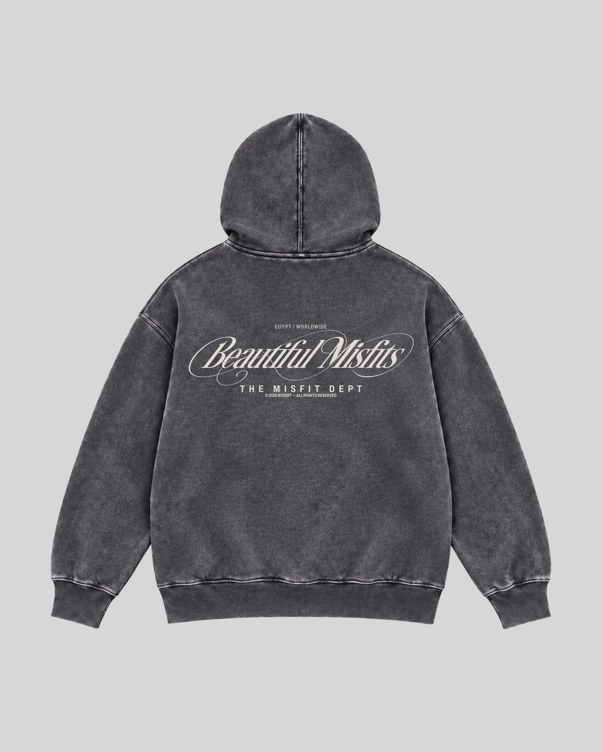 Beautiful Misfits Washed Hoodie — dark grey — back view