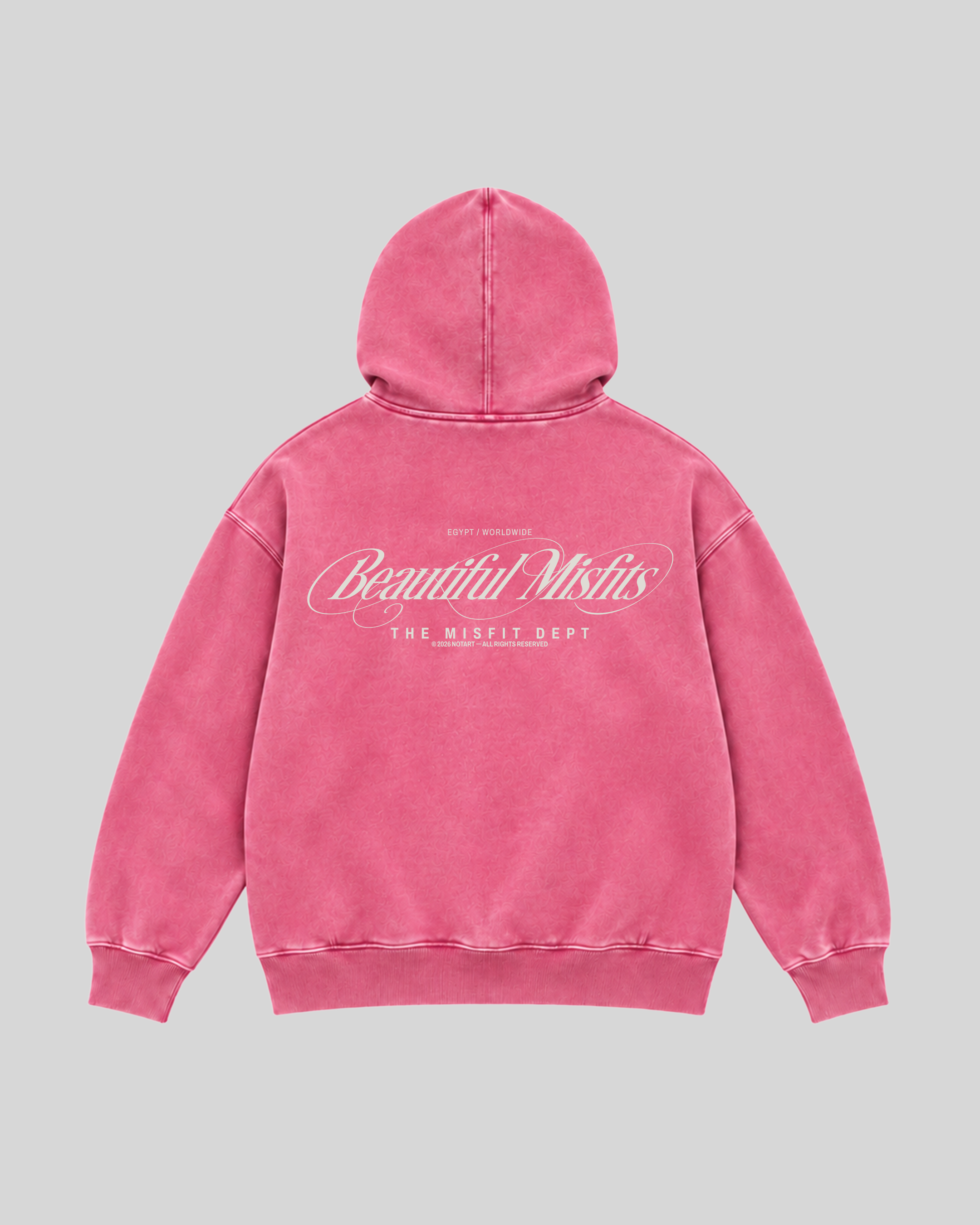 Beautiful Misfits Washed Hoodie — pink — back view