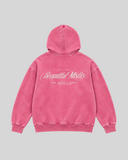 Beautiful Misfits Washed Hoodie — pink — back view