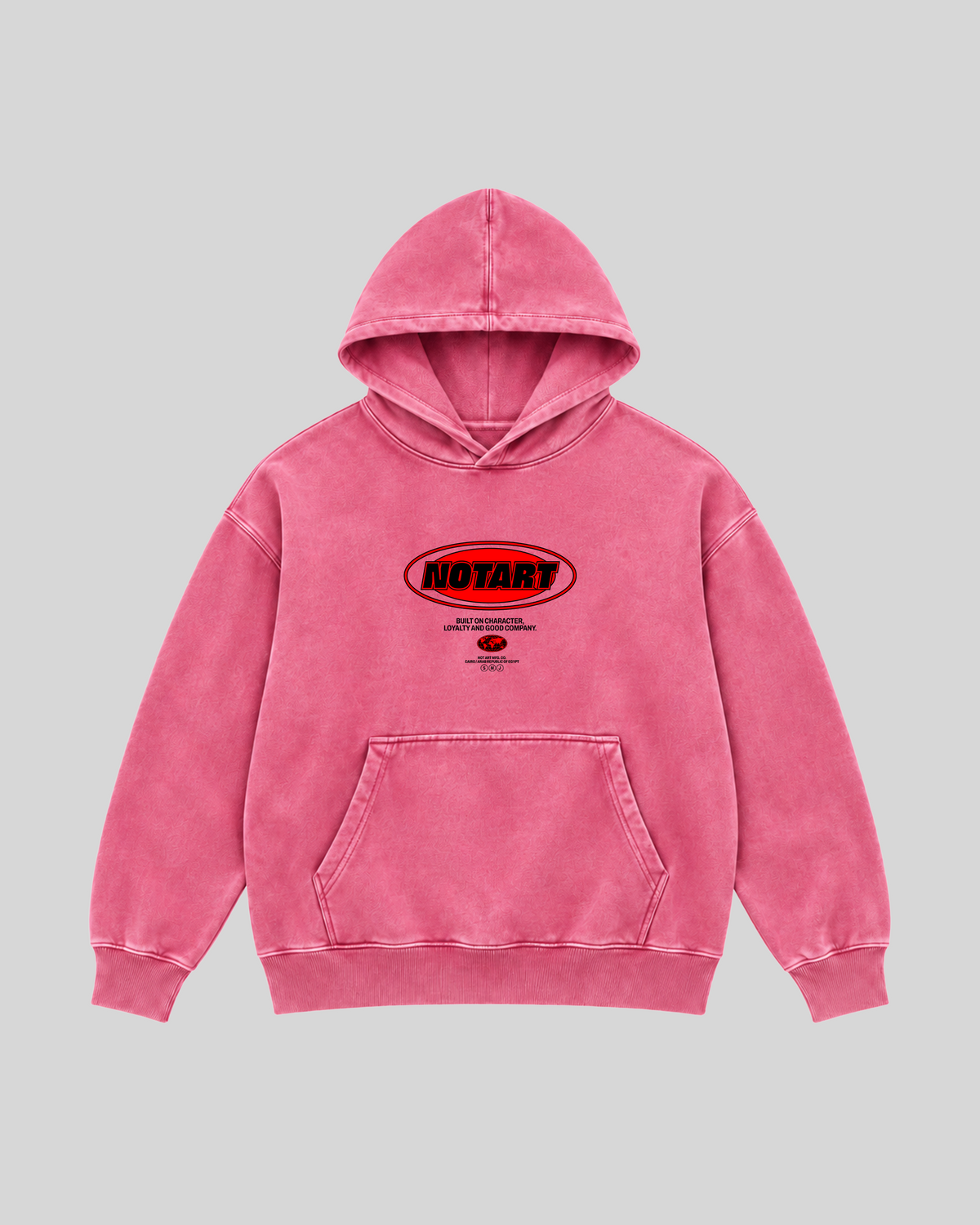 Built on Character Washed Hoodie 1 Front PINK