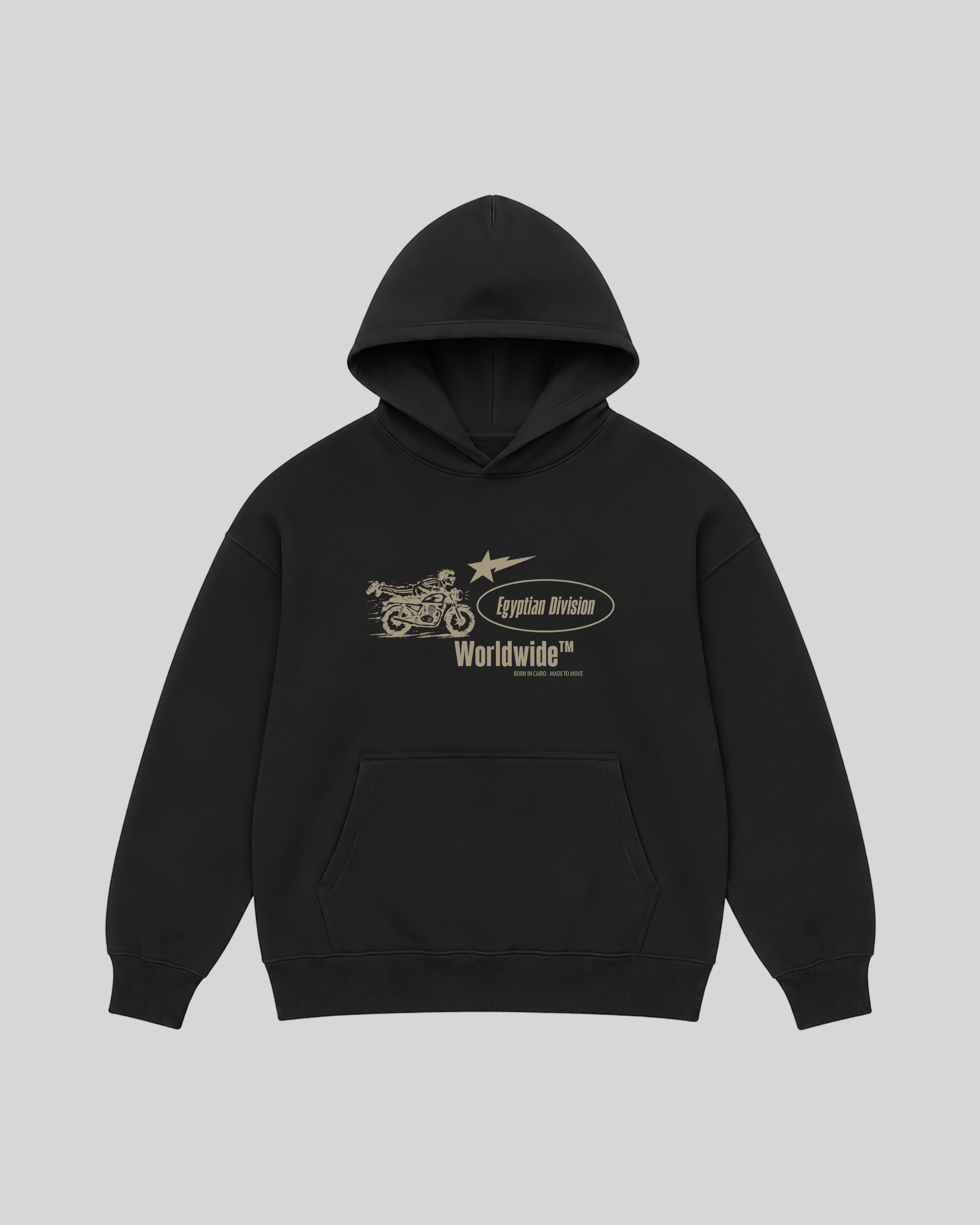 Egyptian Division Hoodie in black — front view