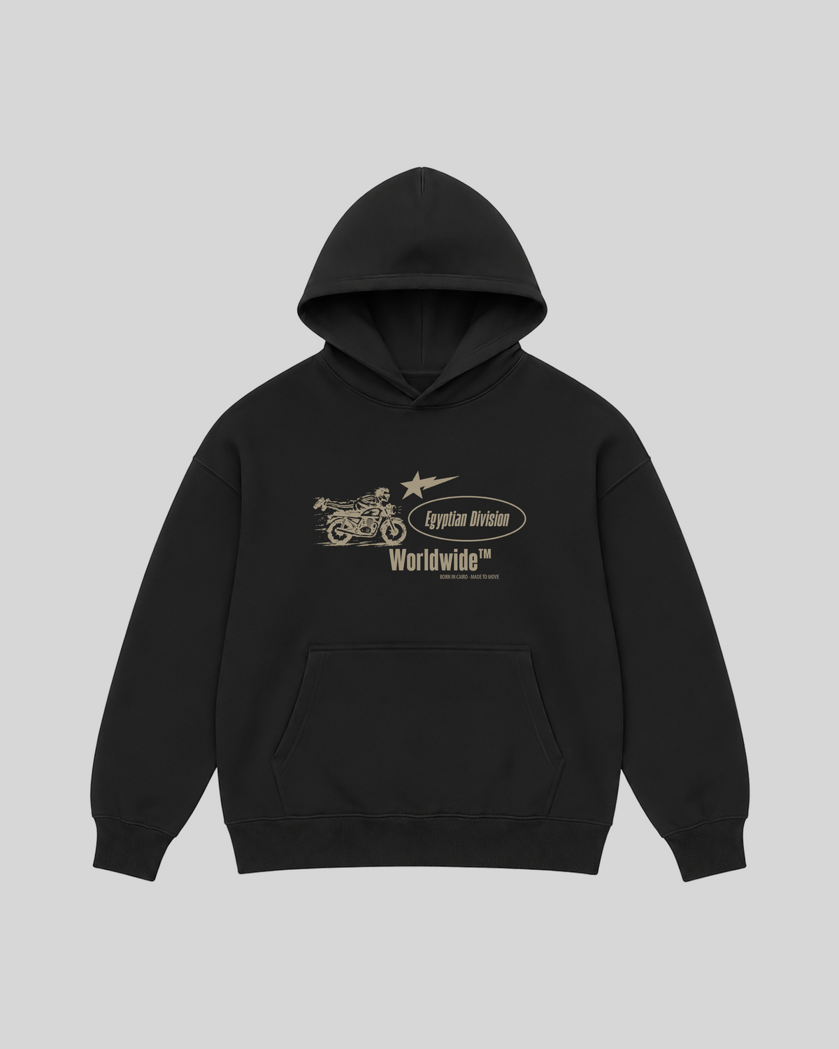 Egyptian Division Hoodie in black — front view