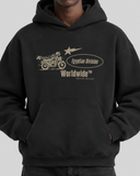 Egyptian Division Hoodie in black — front graphic detail