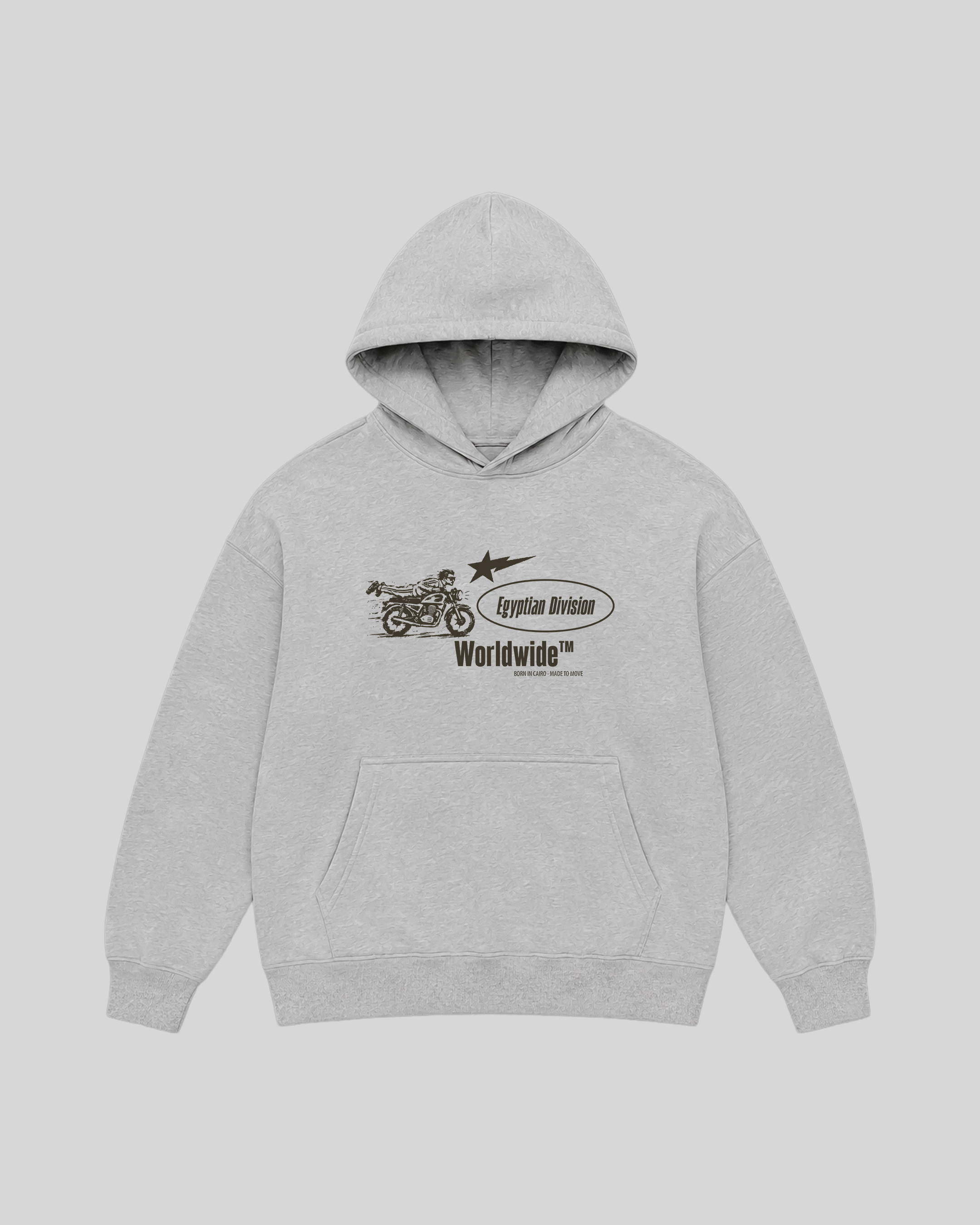 Egyptian Division Hoodie in grey — front view