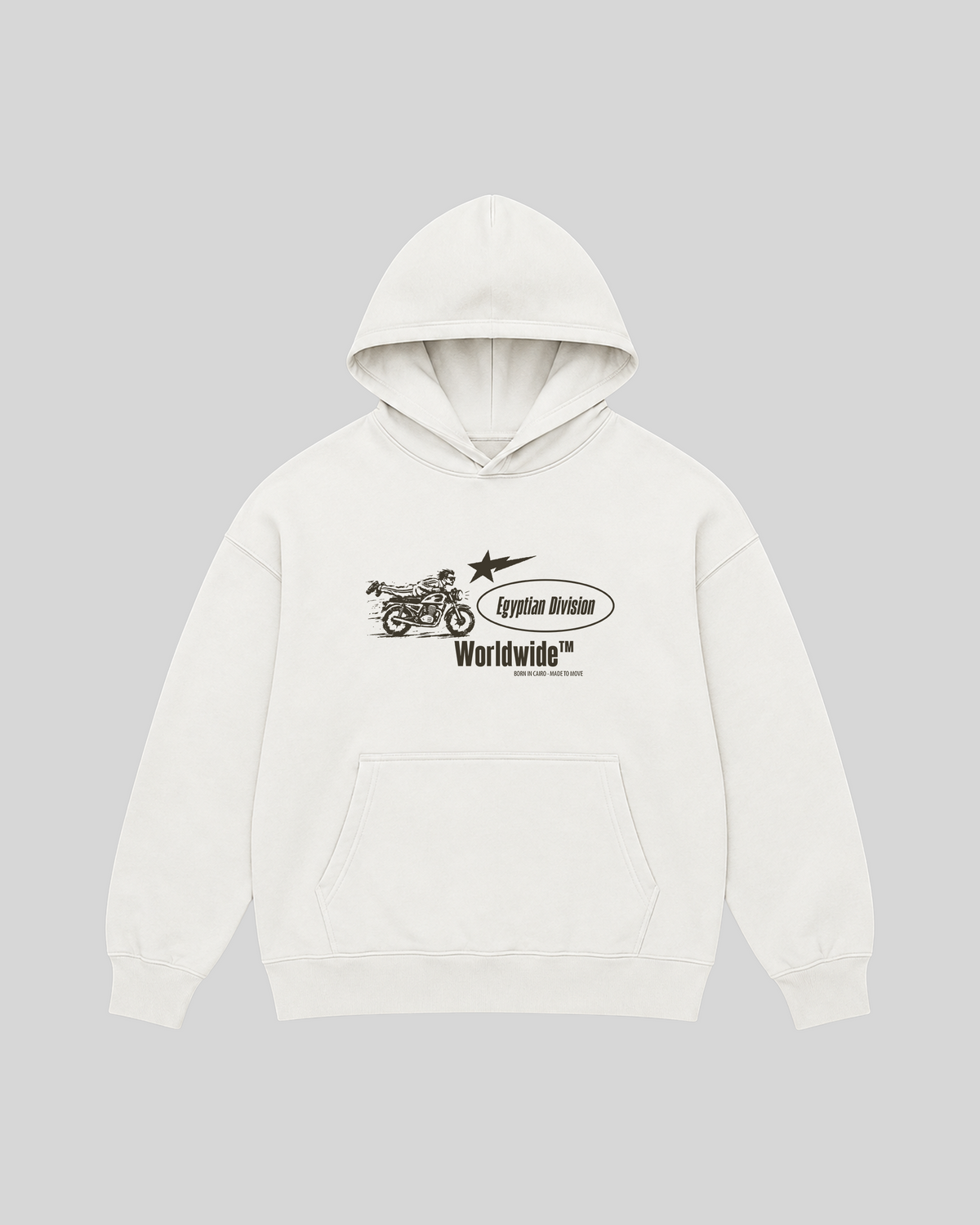 Egyptian Division Hoodie in white — front view