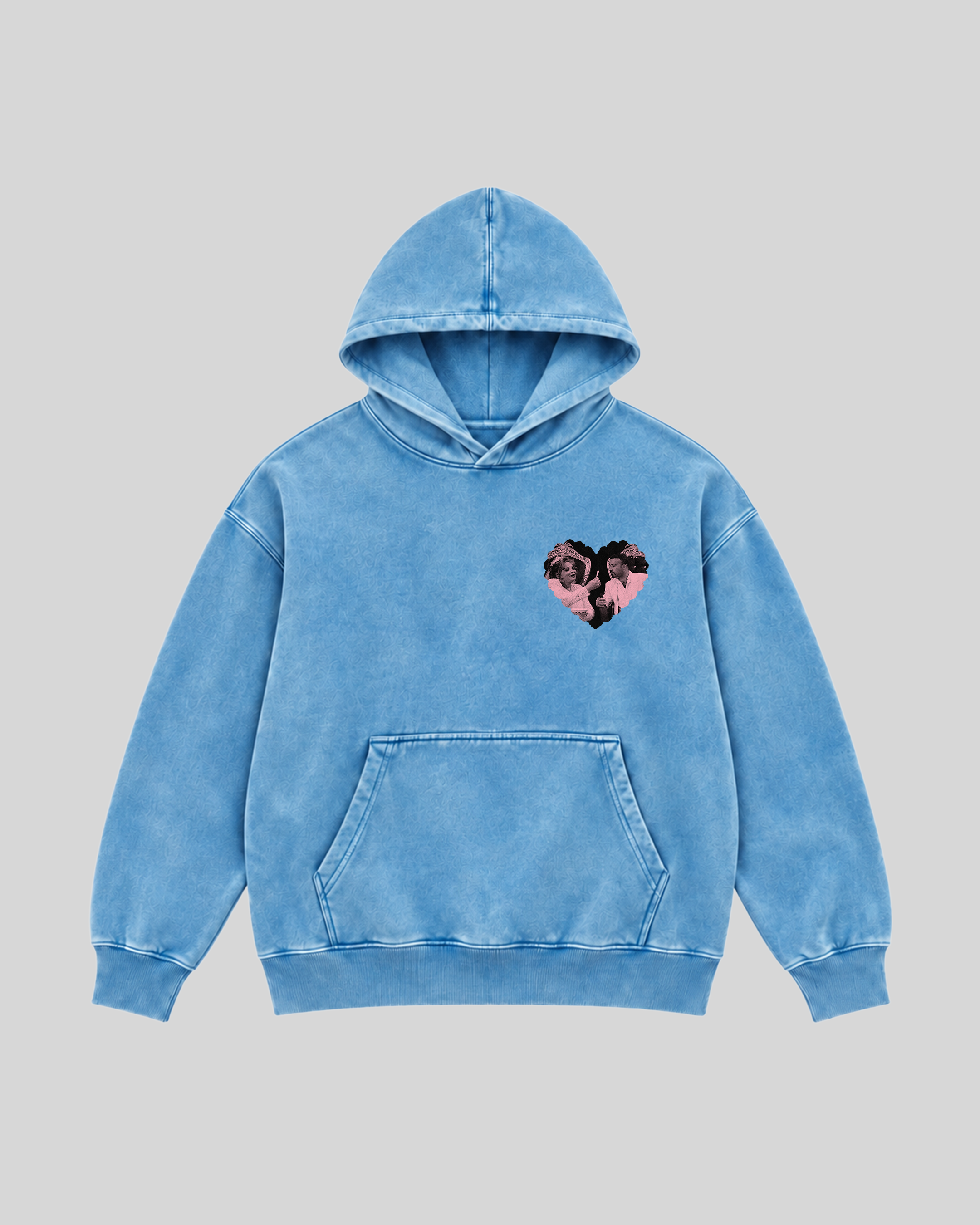 Fi Eidak El Dawa Washed Hoodie in baby blue — front view