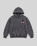 Fi Eidak El Dawa Washed Hoodie in dark grey — front view