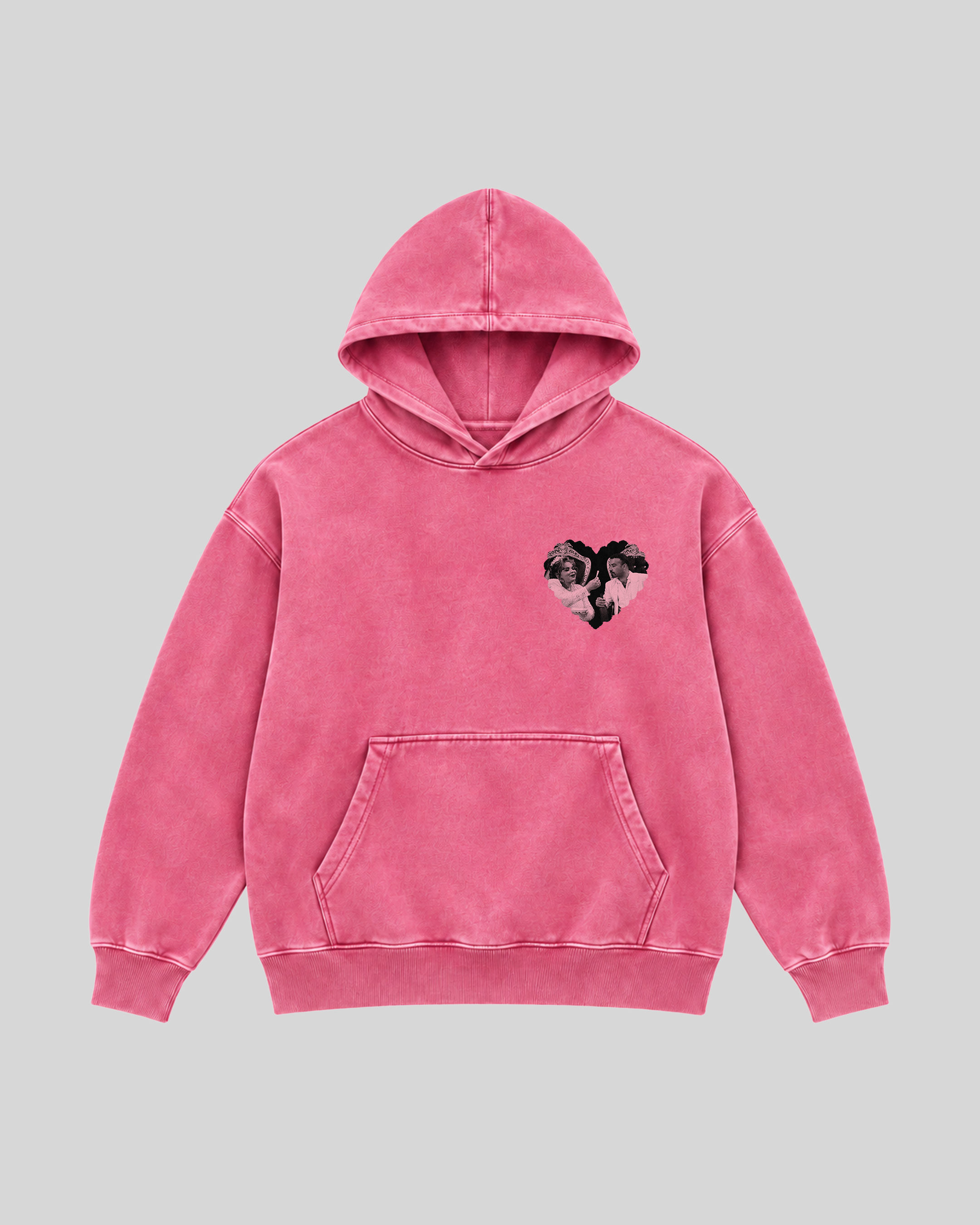Fi Eidak El Dawa Washed Hoodie in pink — front view
