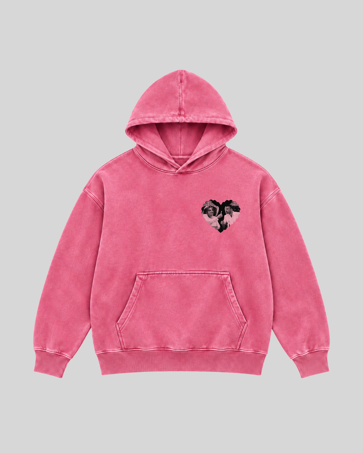 Fi Eidak El Dawa Washed Hoodie in pink — front view