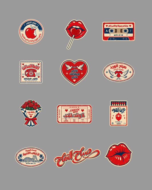 All 12 love-inspired sticker designs in NOTART Sticker Pack Vol. 02