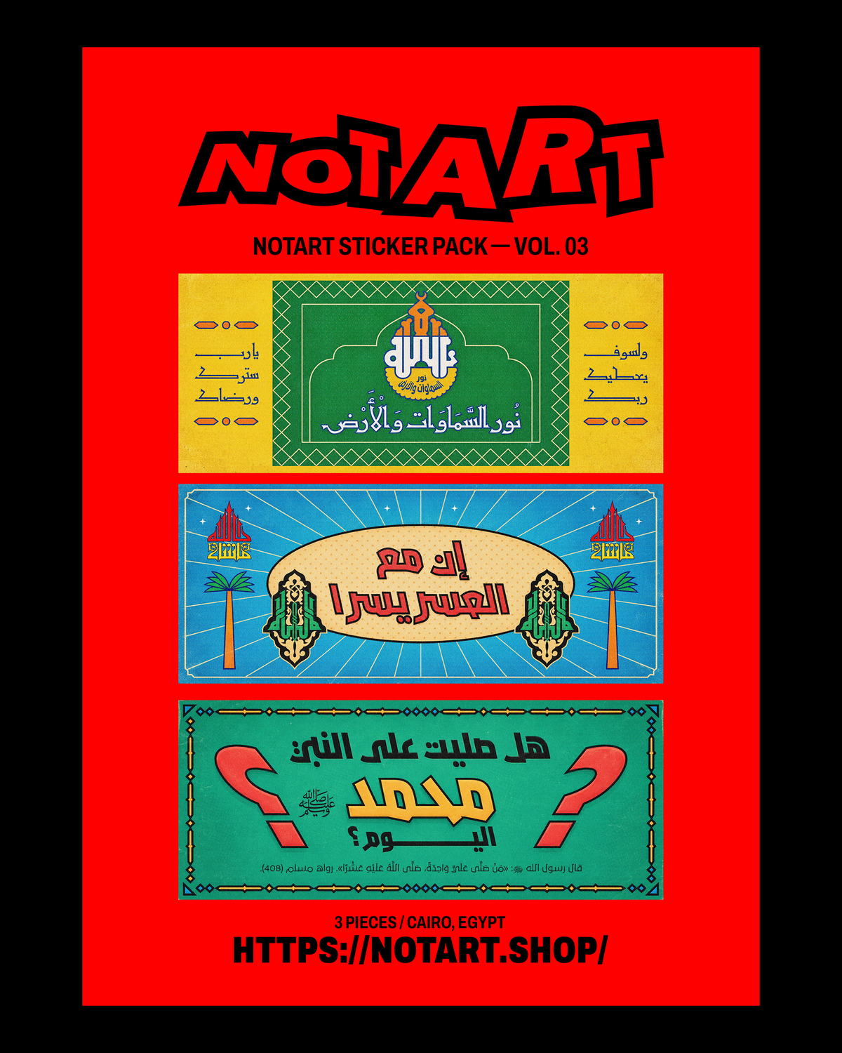 NOTART Sticker Pack Vol. 03 second A4 sheet with three large stickers