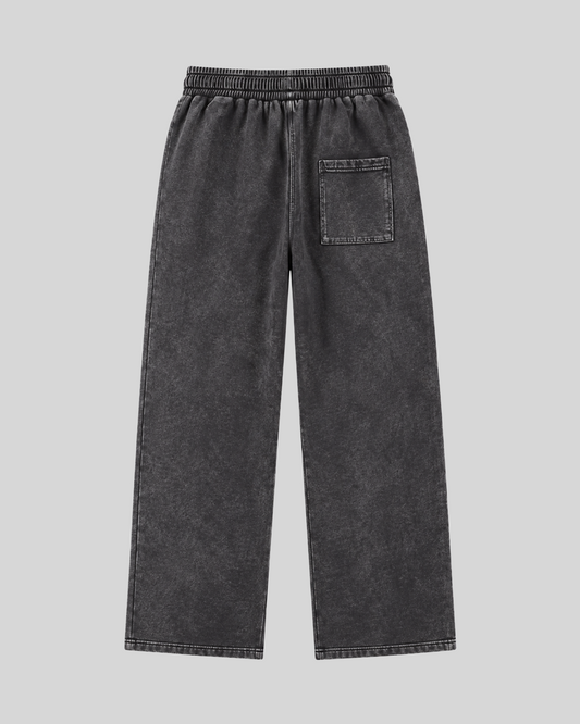 Washed Melton Sweatpants — black back