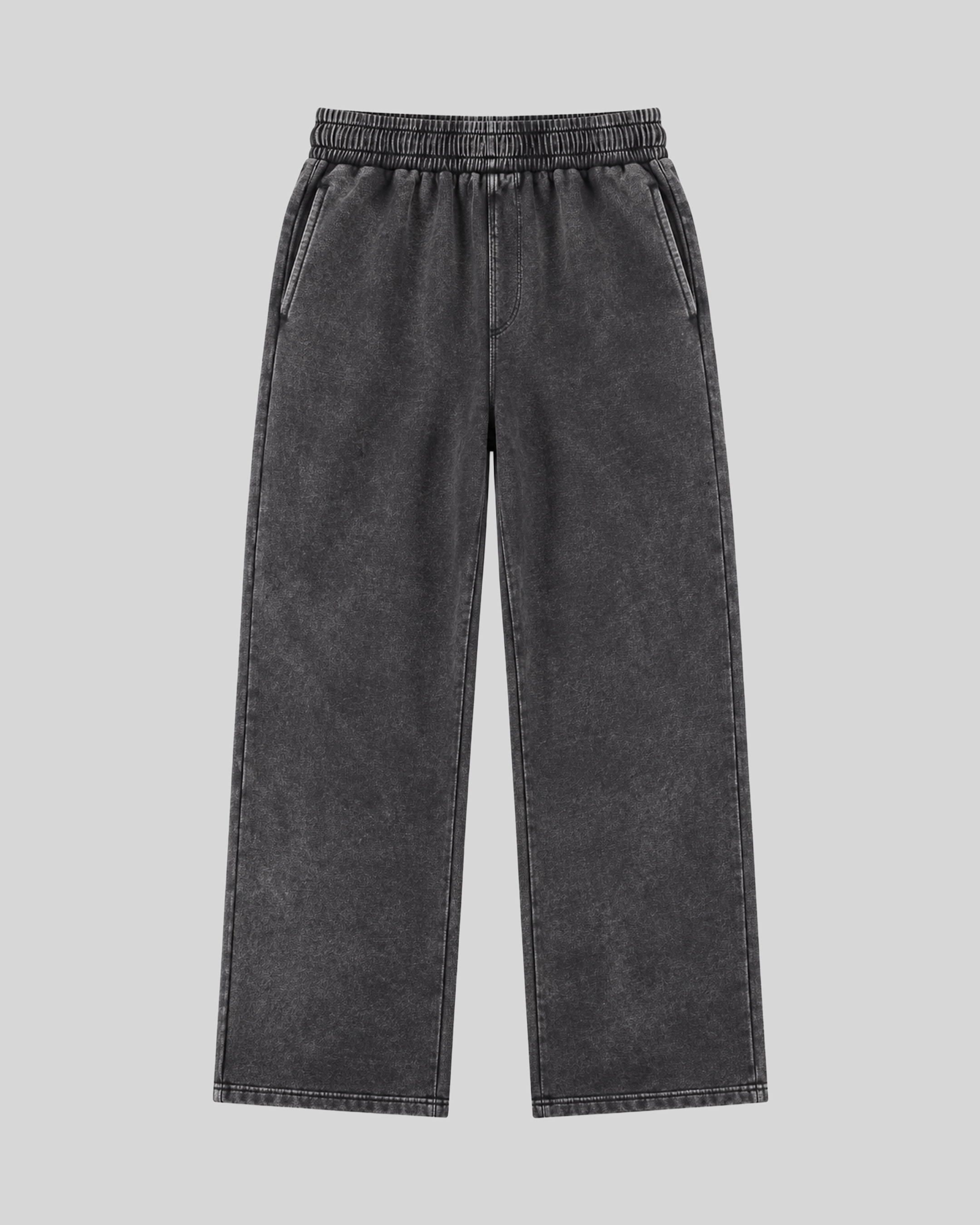 Washed Melton Sweatpants — black front