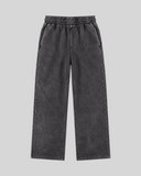 Washed Melton Sweatpants — black front