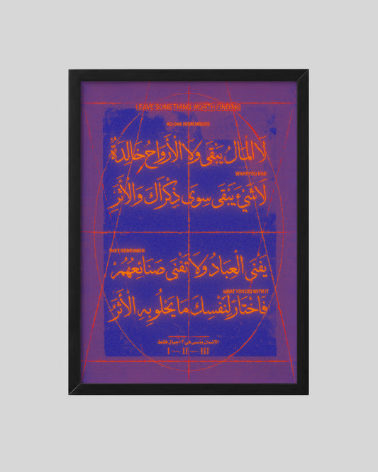 What Remains Arabic art poster in a black frame