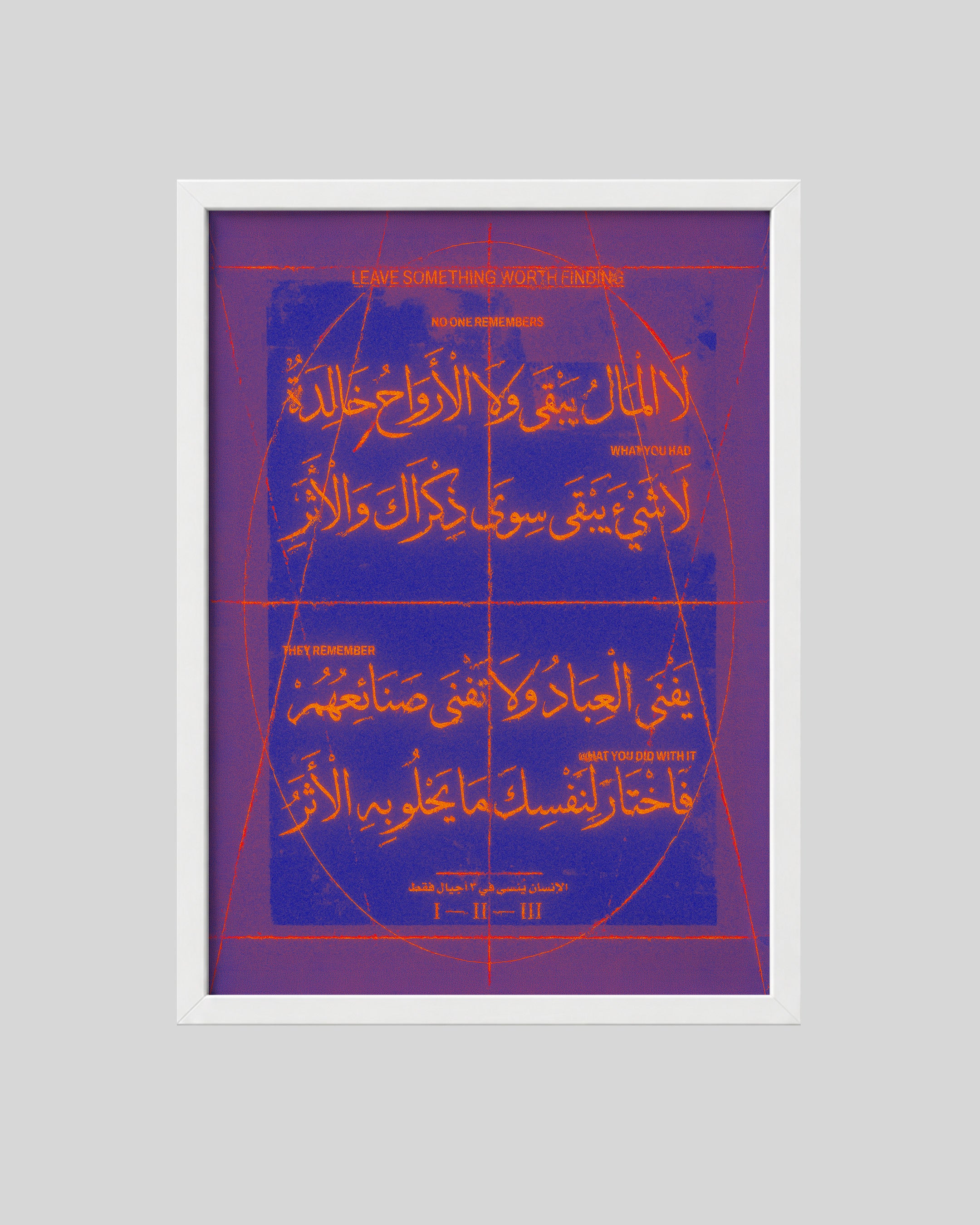What Remains Arabic art poster in a white frame